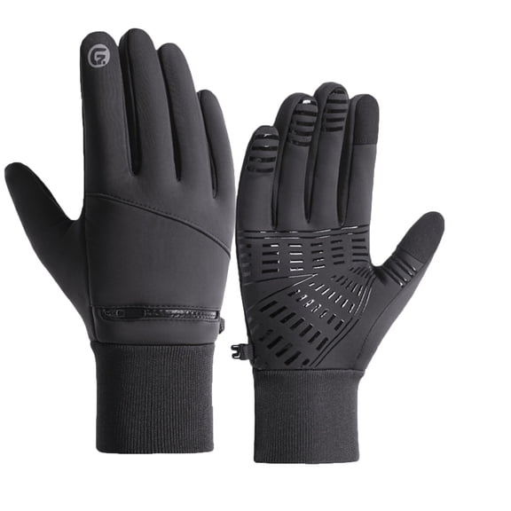 FRSASU Men Women's Winter Gloves Touch Screen Waterproof Fleece Warm Windproof thermal Running Cycling Driving Hiking Gloves Gray-A