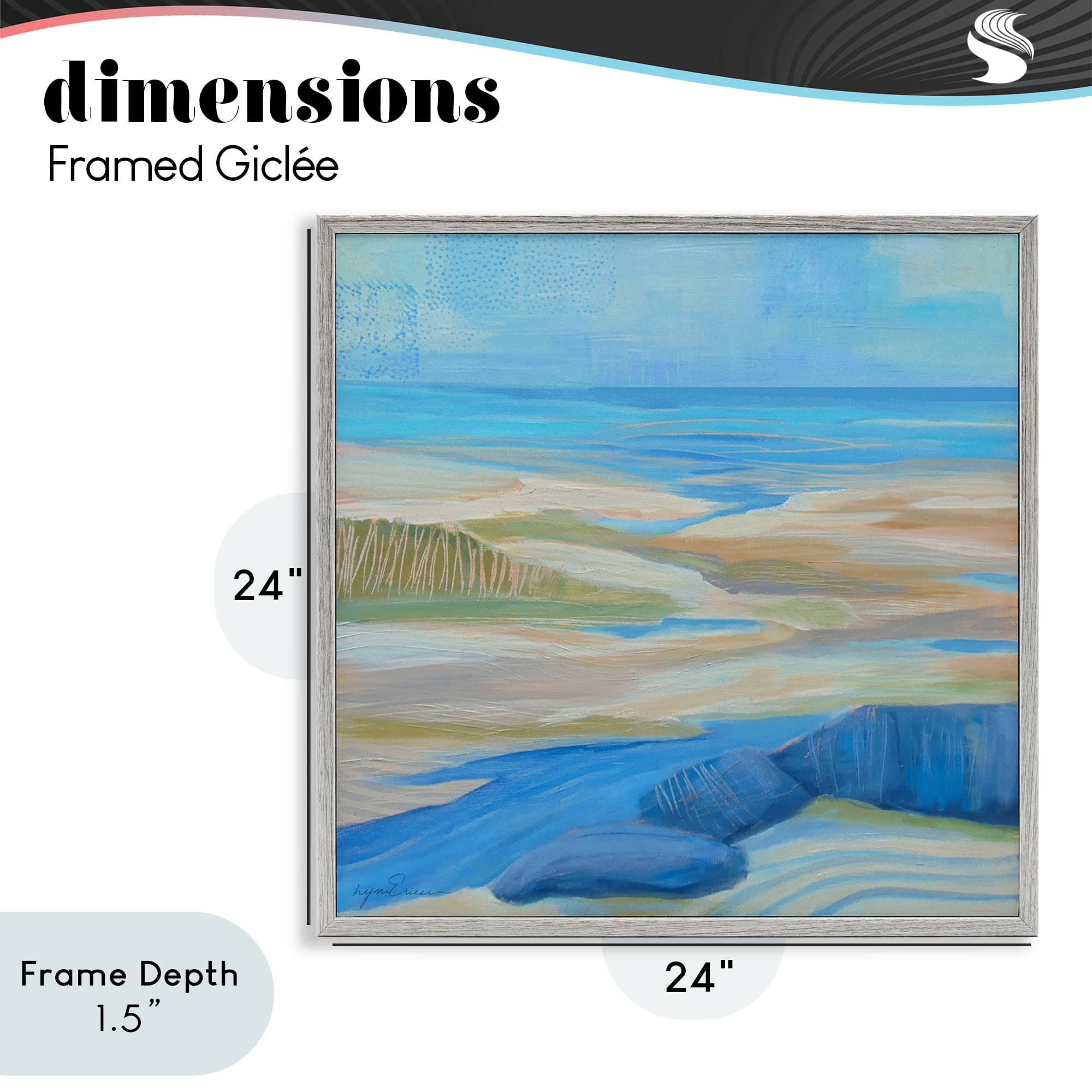 Stupell Industries Low Tide Azure Dunes Gray Framed Giclee Art, design by Lynn Ericson Fine Art