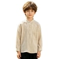 thumbnail image 4 of Fozruso Boys Striped Long Sleeve Shirt Soft Breathable Button Up Shirts for Toddler and Kids Daily Wear, 4 of 7