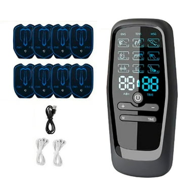 TENS Unit Rechargeable Muscle Stimulator - EMS Dual Channel with 10 Reusable Electrode Pads - Back Neck Pain Muscle Therapy Pain Management Pulse Massager,Black