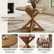 Roundhill Furniture Windvale Cross-Buck Base Dining Table, Oak