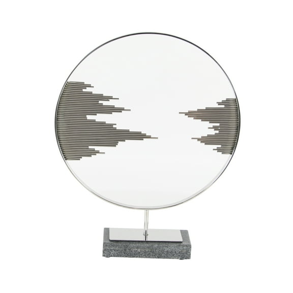 19" x 23" Black Stainless Steel Geometric Sculpture with Stand, by DecMode