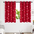 thumbnail image 2 of Deconovo Christmas Foil Star Print Blackout Curtains, Thermal Insulated Grommet Window Drapes for Holiday Winter Decor, 2 Panels, 52"x54", True Red, 2 of 7
