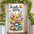 thumbnail image 6 of Floral Design Welcome Banner Vintage Truck Spring Backdrop Checkered Bow Colorful Blooms Garden Background for Home Decoration Spring Party Garden Gathering, 6 of 9