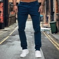 thumbnail image 4 of Lohuatrd Men Pants Mid Waist Zipper Button Closure Thin Pockets Solid Color Slim Fit Soft Breathable Casual Ankle Length Pencil Pants, 4 of 8