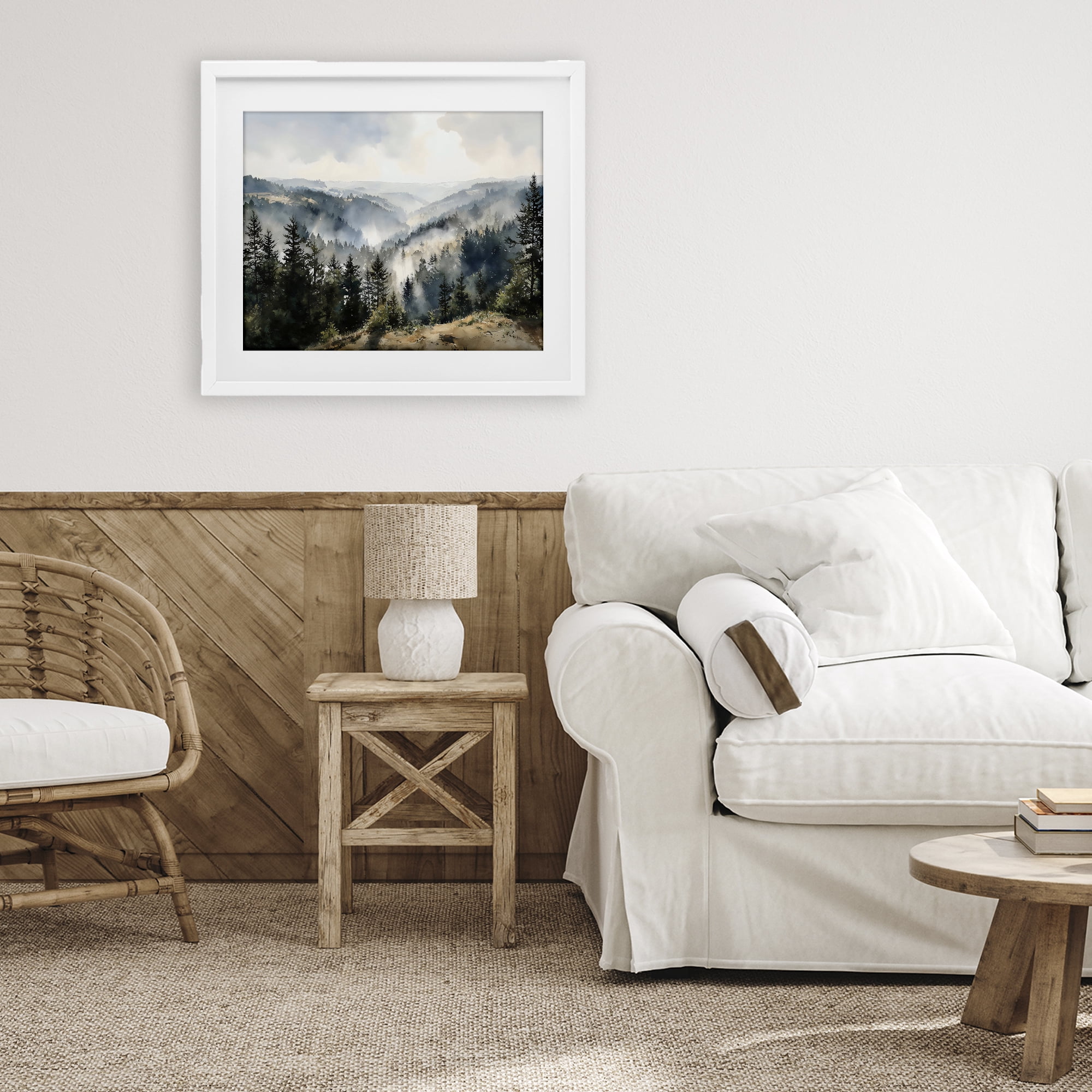 Stupell Industries Misty Tree Tops Vista White Framed Print Under Glass, design by Franklyn Gregory