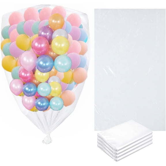 4 Pcs Balloon Bags for Transport, 98.4 x 59.1 Inches Thicken Large Balloon Bag Clear Balloon Transport Bags Plastic Balloon Drop Bag Giant Storage