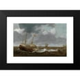 thumbnail image 2 of Jan Porcellis 24x16 Black Modern Framed Museum Art Print Titled - Ships on a Turbulent Sea, 2 of 5
