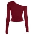 thumbnail image 6 of Luwomo Women's T-Shirt Long Sleeve Off Shoulder Detail Cropped Tee Slim Tee Regular Blouses, 6 of 6
