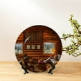 thumbnail image 6 of Yiaed Log Cabin Inside Print Bone China Decorative Plate Ceramic Dinner Plates Art Crafts with Display Stand-7in, 6 of 6