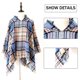 thumbnail image 3 of Chal con capucha a cuadros para mujer, manta, poncho, sudadera con capucha, chal con borlas, 3 of 5