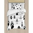 thumbnail image 3 of Hunting Duvet Cover Set Queen Size, Wildlife Animal Footprints and Hooves Claw Silhouettes Ecology Nature Theme, Decorative 3 Piece Bedding Set with 2 Pillow Shams, Black and White, by Ambesonne, 3 of 3