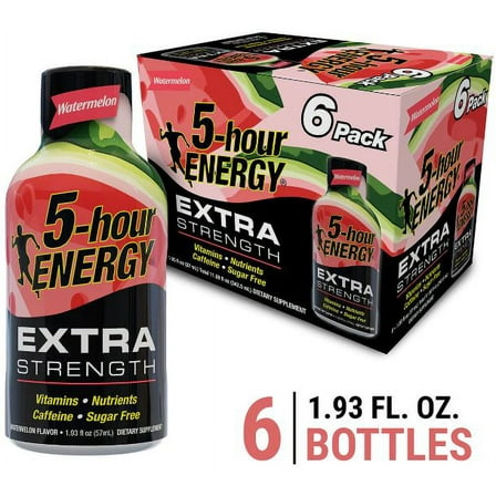 5-Hour Energy Shot, Extra Strength Watermelon Flavor, 6 Count