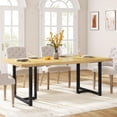 thumbnail image 4 of Tribesigns Dining Table Kitchen Table for 6, Rectangular Table with Steel Legs Metal Frame, Kitchen Table for Dining Room, Kitche, Oak & Black, 4 of 5