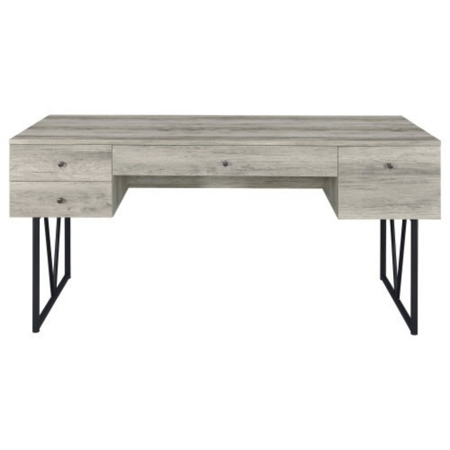 Rustic Industrial Writing Desk with 4 Drawers, 63 Inch Home Office Computer Desk with Metal Legs for Study Bedroom Workspace, Driftwood