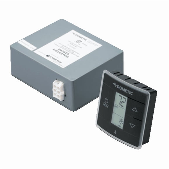 Dometic Wall Thermostat 3316230.714 Single Zone; Cool/Furnace; Programmable; LCD Display; 12 Volt DC; With Low/High/Auto Fan Speed Control; With Auto/On Mode Fan Control; Black Capacitive Touch Case