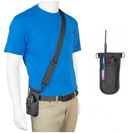 Holsterguy SSRH-500 Shoulder Strap Radio Holster With Adjustable Pouch - Holds Radios 4-3/4" to 8-1/2" Tall - Made in the USA - Black