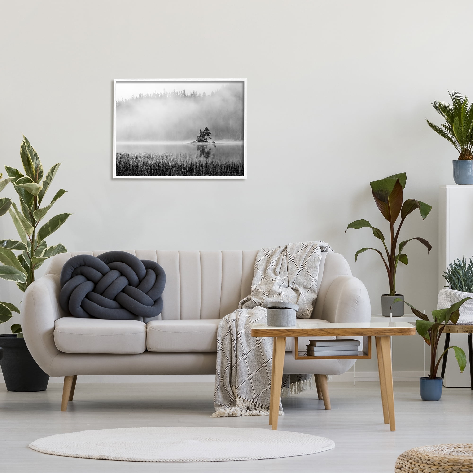 Stupell Foggy Lake Landscape Trees Landscape Photography White Framed Art Print Wall Art