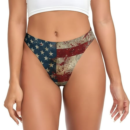 Rateoe American Flag1 Pattern Seamless Women Underwear Thongs No Show Ladies Thong No Line Breathable Comfortable Panties Undies for Women-4X-Large