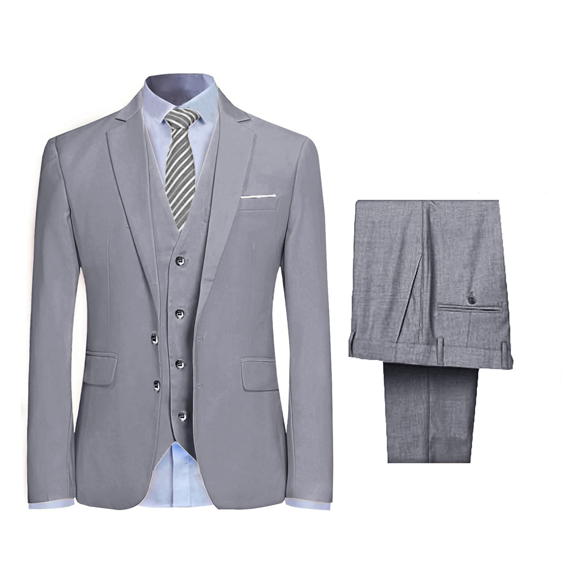 Wehilion Mens Suits Set Slim Fit Men 3 Piece Dress Suit Prom Blazer