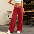 thumbnail image 4 of Ayolanni Women Wide Leg Sweatpants Baggy Red Low Rise Sweatpants Athletic Drawstring Long Pants with Pockets, 4 of 8
