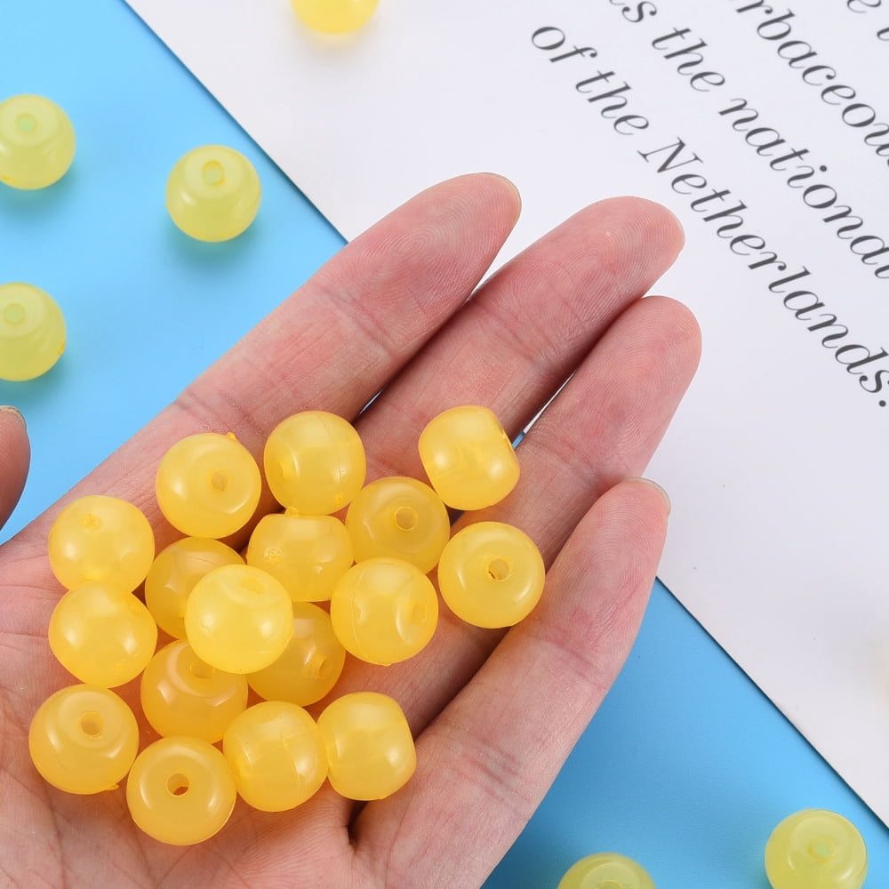 Imitation Jelly Acrylic Beads Barrel Yellow 13x10.5mm Hole: 2.5mm 375pcs/500g