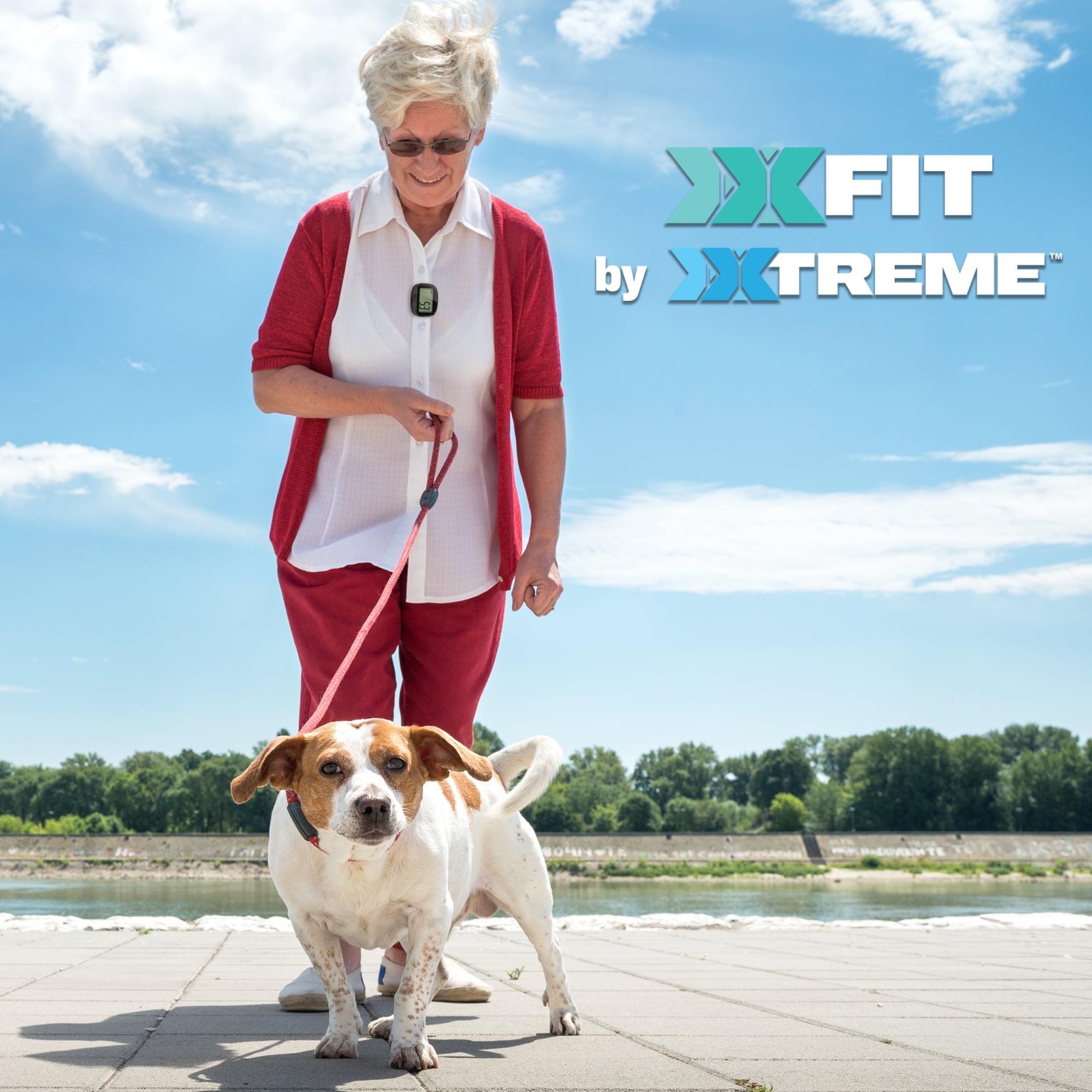 Xtreme Fit Clip-on Pedometer with Distance, Calories, and Time Tracking - Includes Battery - Black