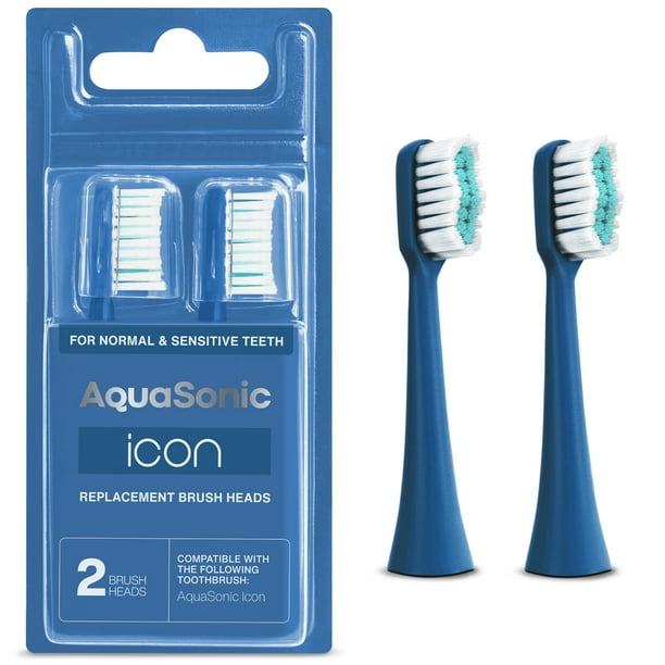 AquaSonic Icon Navy Replacement Brush Heads 2 Pack