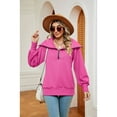 thumbnail image 2 of XCHQRTI Women's Zipper Sweatshirt V Neck Lapel Hoodie Long Sleeve Pullover Loose Fit Fall Sweatshirt, 2 of 8