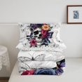 thumbnail image 5 of Homewish Gothic Halloween Skeleton Full Size Comforter Sets,Multicolor Floral Butterflies Bedding Comforter Set,Polkadot Reversible,3-Piece,1 Comforter and 2 Pillowcases, 5 of 7