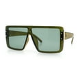 thumbnail image 5 of Rimless Oversized Monoblock Shield Rectangle Mobster Plastic Sunglasses All Green, 5 of 7