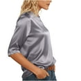 thumbnail image 5 of Women's Tops Dressy 2026 Crew Neck Satin Shirts Long Sleeve Formal Tops Office Business Summer Outfits, 5 of 8