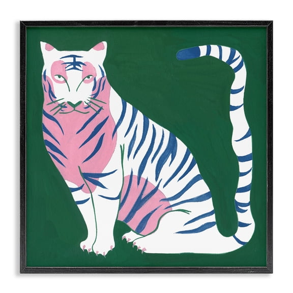 Stupell Industries Fierce Modern Tiger Animals Painting Black Framed Art Print Wall Art, 12 x 12