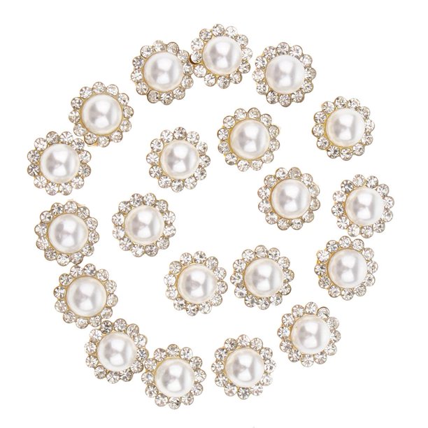 Botones de la perla 20 piezas botones de perlas de imitación adornos de diamantes de imitación flatback para diy 12mm 12 mm Magideal Botones de la perla