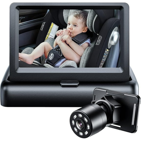 Baby Car Mirror,4.3" HD 1080P Car Baby Monitor with Camera,Night Vision Feature,Wide Clear View