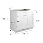 Design House Brookings Ready to Assemble Shaker Sink Base Kitchen Cabinet (33 x 34.5 x 24), Sherwin Williams® White