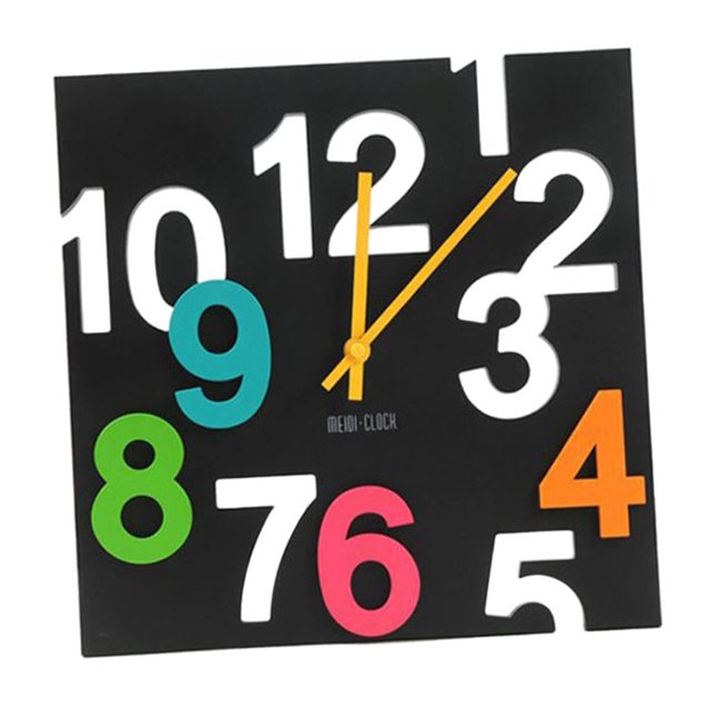 Reloj de pared multicolor acrílico creativo con números huecos en 3D, reloj silencioso, decoración del dormitorio de de para hogar Negro BLESIY Reloj colgante de pared