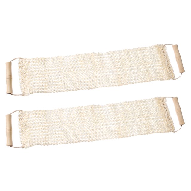 Miangastore 2pcs Double Sided Back Exfoliator Body Scrub Towel Sisal Exfoliating Washcloth with Handles Stretchable Back Washer for Deep Cleaning