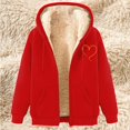 thumbnail image 2 of Aboser Womens Sherpa Jackets Winter Fleece Lined Hoodies Warm Zip Up Hooded Coats Comfy Soft Long Sleeve Sweatshirt Jacket Cute Heart Print Outerwear Coat with Pockets, 2 of 5
