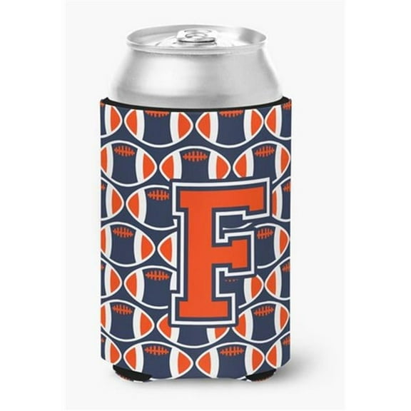 Letter F Football Orange, Blue & White Can or Bottle Hugger