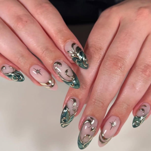 Uñas Postizas Lankensuixi Almendra Medianas Largas 10 piezas