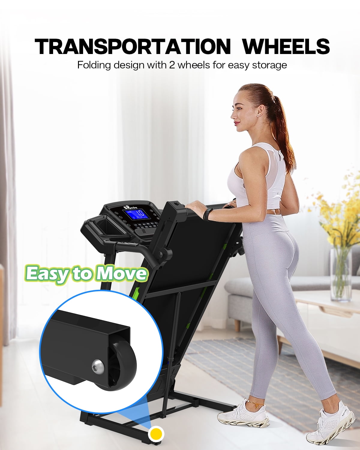 FYC 3.5HP Folding Treadmill 330 LBS Weight Capacity with Incline for Home, Portable Electric Treadmill for Running Walking Jogging Exercise with 12 Preset Programs, Indoor Home Workout Training