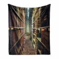 thumbnail image 1 of Bookshelf Soft Flannel Fleece Blanket, Digital Illustration of Abstract Design Library in Forest Academic Themed Picture, Cozy Plush for Indoor and Outdoor Use, 50" x 70", Multicolor, by Ambesonne, 1 of 6