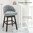 thumbnail image 3 of Costway Set of 2 Swivel Bar Stools Tufted Bar Height Pub Chairs with Rubber Wood Legs Grey, 3 of 9