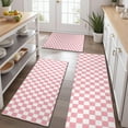 thumbnail image 2 of Pink and White Checkerboard Pattern Kitchen Rugs Sets Of 3,Kitchen Runner Rugs Non Skid Washable,Decorative Kitchen Floor Mats for Kitchen,Sink,Laundry,17"x30"+ 17"x47" + 17"x59", 2 of 6