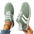thumbnail image 6 of EKVAHL Women's Retro Low-Top Suede Sneakers, Lace-Up Casual Color Block Shoes, Breathable Rubber Sole Non-Slip Mesh Walking Trainers Green, 6 of 6