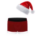 thumbnail image 1 of CHICTRY Ensemble de Noël pour Hommes Tenues de Père Noël 2 Pcs Boxeurs Rouges Shorts de Vacances avec Chapeau B Rouge TTG, 1 of 7