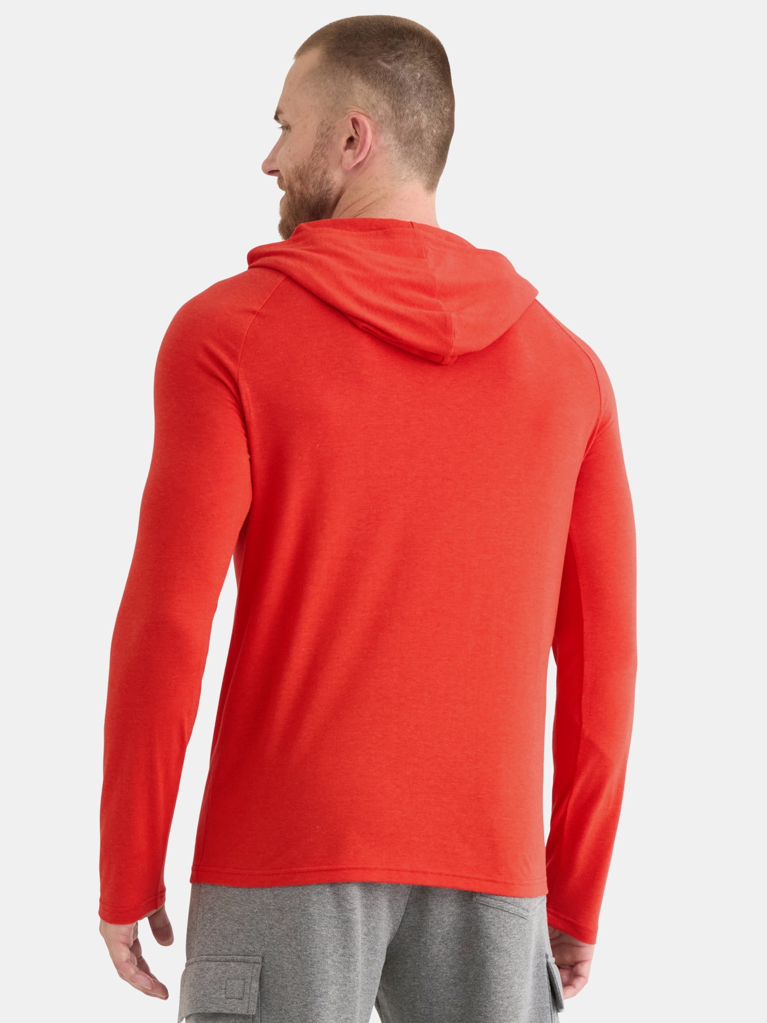 Athletic Works Men's Tri Blend Long Sleeve T-Shirt Hoodie, Sizes S-3XL