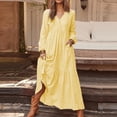thumbnail image 2 of Wyzesi Robes de Noël pour Filles Flocons de Neige Robe Maxi à Manches Longues en Coton et Lin Vintage Décontractée avec Jupe Évasée Options de Couleur Pyjamas de Noël Costume, 2 of 4
