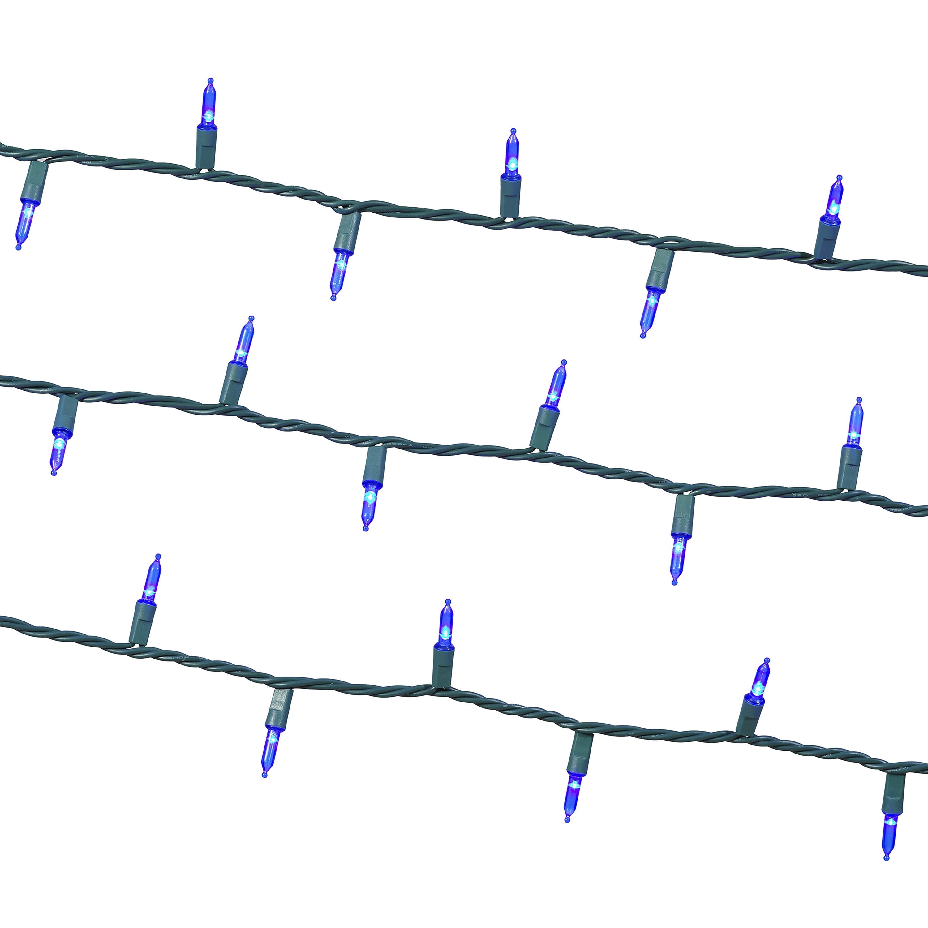 Indoor/Outdoor 50-Count LED Mini Christmas String Lights, Blue, Green Wire, 9.5', by Holiday Time